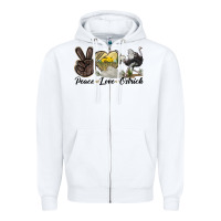 White peace love ostrich Zipper Hoodie - LillyAllenDesigns