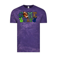 Cloud Purple Game day green and blue team color Vintage Tee - HowdyJamesFarm