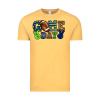 Vintage Mustard Game day green and blue team color Vintage Tee - HowdyJamesFarm