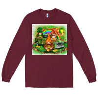 Burgundy St. Patrick's Day gnomies with truck tumbler Long Sleeve Tee - HowdyJamesFarm