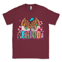 Burgundy Periodt afro woman nail art Classic Tee - RanaPortraitStore