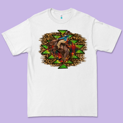 Western Christmas Rodeo Distressed Premium Tee Designed By Ranaportraitstore