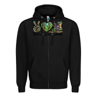 Black Peace Love Sloths Zipper Hoodie - LillyAllenDesigns