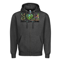 Charcoal Heather Peace Love Sloths Zipper Hoodie - LillyAllenDesigns