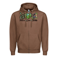 Chestnut Peace Love Sloths Zipper Hoodie - LillyAllenDesigns