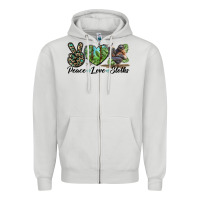 Dove Grey Peace Love Sloths Zipper Hoodie - LillyAllenDesigns