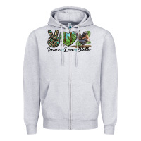 Heather Grey Peace Love Sloths Zipper Hoodie - LillyAllenDesigns