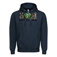 Navy Peace Love Sloths Zipper Hoodie - LillyAllenDesigns
