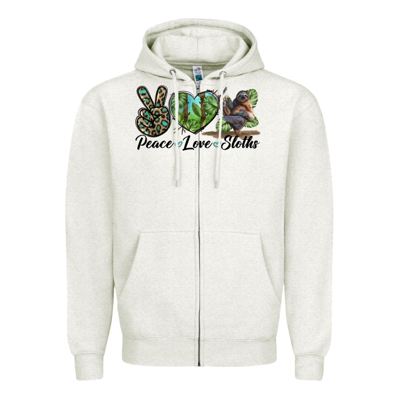 Peace Love Sloths Zipper Hoodie by LillyAllenDesigns | Teevron