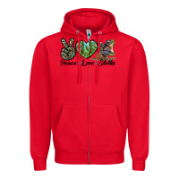Red Peace Love Sloths Zipper Hoodie - LillyAllenDesigns
