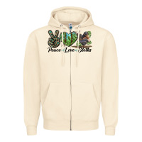 Sandshell Peace Love Sloths Zipper Hoodie - LillyAllenDesigns