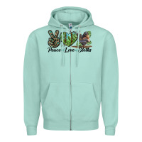 Seafoam Peace Love Sloths Zipper Hoodie - LillyAllenDesigns