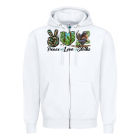 White Peace Love Sloths Zipper Hoodie - LillyAllenDesigns