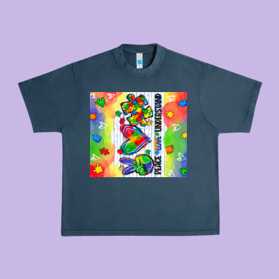 Peace Love Understand Urban Heavy Tee Designed By Cowgirlartshop