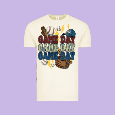Game Day Lightning Bolt Baseball Vintage Tee Designed By Howdyjamesfarm