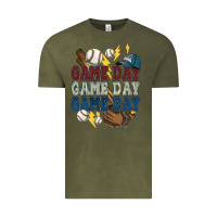 Vintage Olive Game Day lightning bolt Baseball Vintage Tee - HowdyJamesFarm