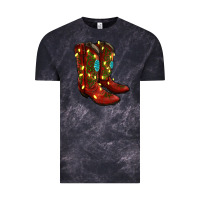 Cloud Black Western Christmas Boots Vintage Tee - RanaPortraitStore