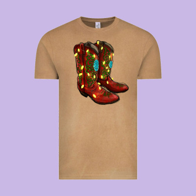 Western Christmas Boots Vintage Tee Designed By Ranaportraitstore