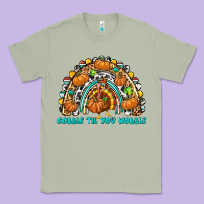 Gobble Til You Wobble With Rainbow Classic Tee Designed By Texasbilliewilder
