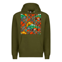Army Green fall truck seamless pattern Premium Hoodie - BundleAndBundleShop