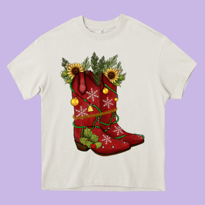 Christmas Boots Heavy Core Tee Designed By Jahusdesignshop
