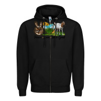 Black peace love boer goat Zipper Hoodie - LillyAllenDesigns