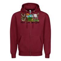 Burgundy peace love boer goat Zipper Hoodie - LillyAllenDesigns