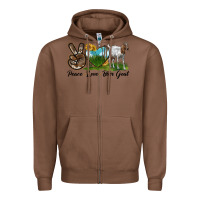 Chestnut peace love boer goat Zipper Hoodie - LillyAllenDesigns