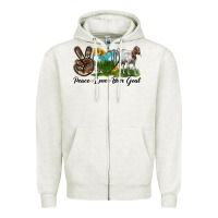 Oatmeal Heather peace love boer goat Zipper Hoodie - LillyAllenDesigns