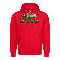 Red peace love boer goat Zipper Hoodie - LillyAllenDesigns