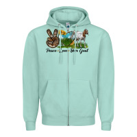 Seafoam peace love boer goat Zipper Hoodie - LillyAllenDesigns