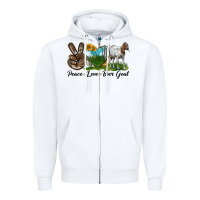 White peace love boer goat Zipper Hoodie - LillyAllenDesigns