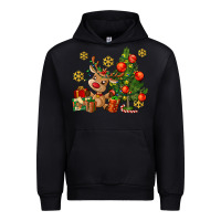 Black reindeer and christmas tree Urban Hoodie - AdoDesignShop