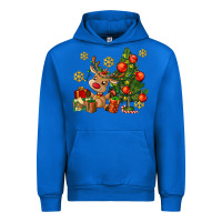 Cobalt reindeer and christmas tree Urban Hoodie - AdoDesignShop