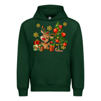 Forest Green reindeer and christmas tree Urban Hoodie - AdoDesignShop