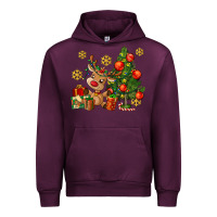 Mauve Wine reindeer and christmas tree Urban Hoodie - AdoDesignShop