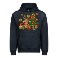 Navy reindeer and christmas tree Urban Hoodie - AdoDesignShop