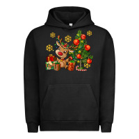Pigment Black reindeer and christmas tree Urban Hoodie - AdoDesignShop