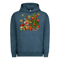 Pigment Midnight Navy reindeer and christmas tree Urban Hoodie - AdoDesignShop