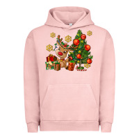 Pigment Salmon reindeer and christmas tree Urban Hoodie - AdoDesignShop