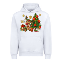 White reindeer and christmas tree Urban Hoodie - AdoDesignShop