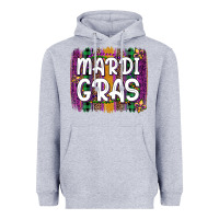 Heather Grey mardi gras fleur de lis brush stroke Heavyweight Hoodie - Artiststas