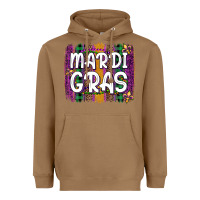 Toasted Coconut mardi gras fleur de lis brush stroke Heavyweight Hoodie - Artiststas