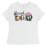 White Blessed Teacher Ladies Tee - Bettercallsaul