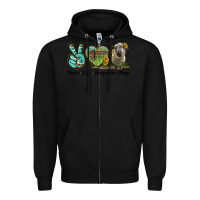 Black Peace Love Hampshire Sheep Zipper Hoodie - LillyAllenDesigns