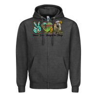 Charcoal Heather Peace Love Hampshire Sheep Zipper Hoodie - LillyAllenDesigns