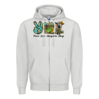 Dove Grey Peace Love Hampshire Sheep Zipper Hoodie - LillyAllenDesigns