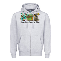 Heather Grey Peace Love Hampshire Sheep Zipper Hoodie - LillyAllenDesigns