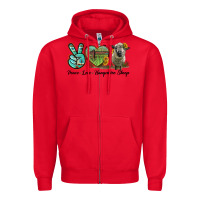 Red Peace Love Hampshire Sheep Zipper Hoodie - LillyAllenDesigns
