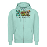 Seafoam Peace Love Hampshire Sheep Zipper Hoodie - LillyAllenDesigns